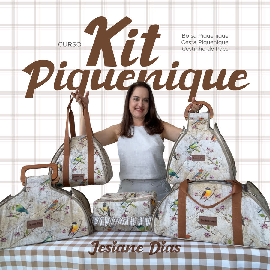Curso Kit Piquenique da Jesiane Dias: bolsa, cesta e cestinho de pães